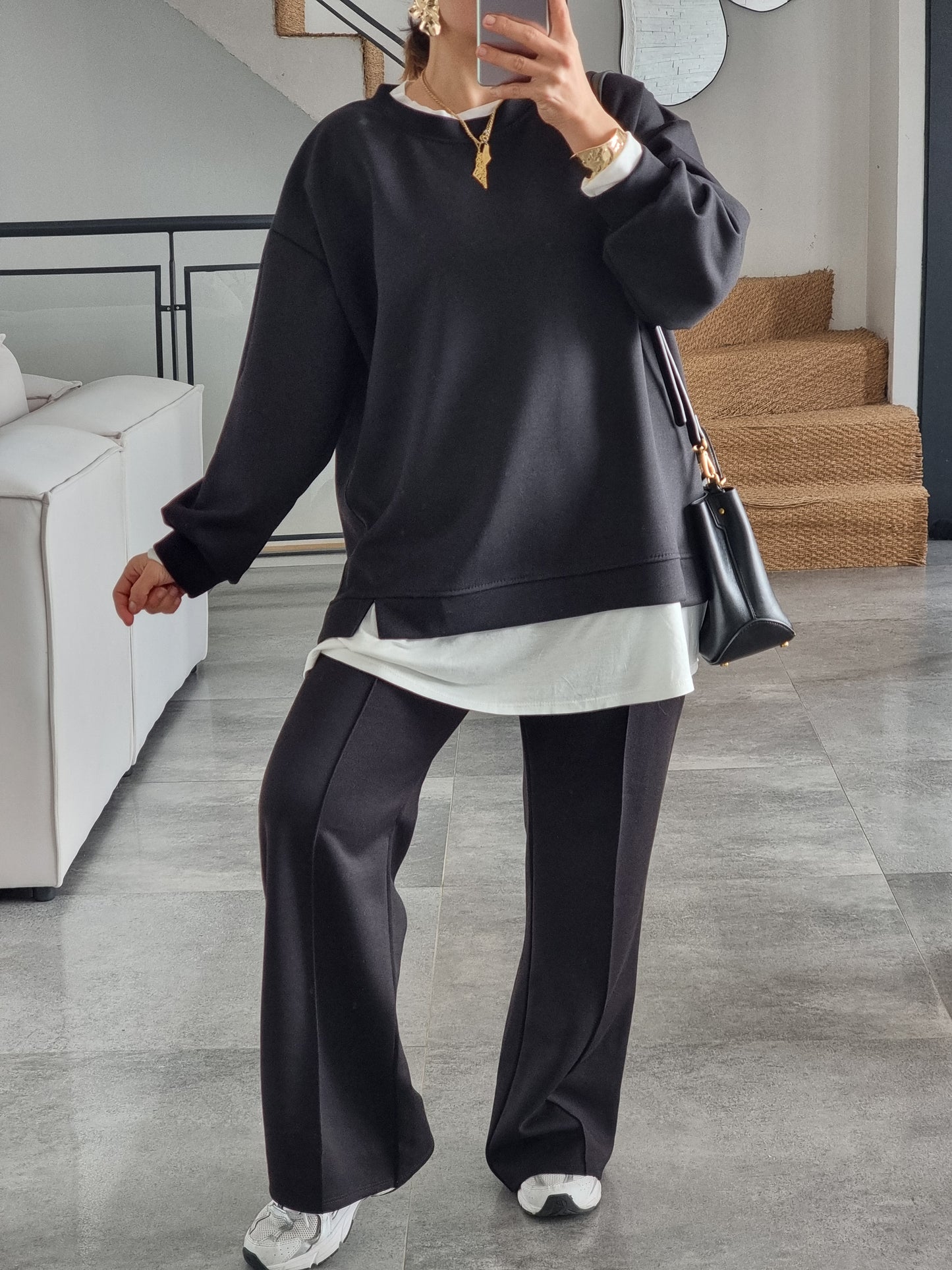 ENSEMBLE DÉCONTRACTÉ NOIR T-SHIRT