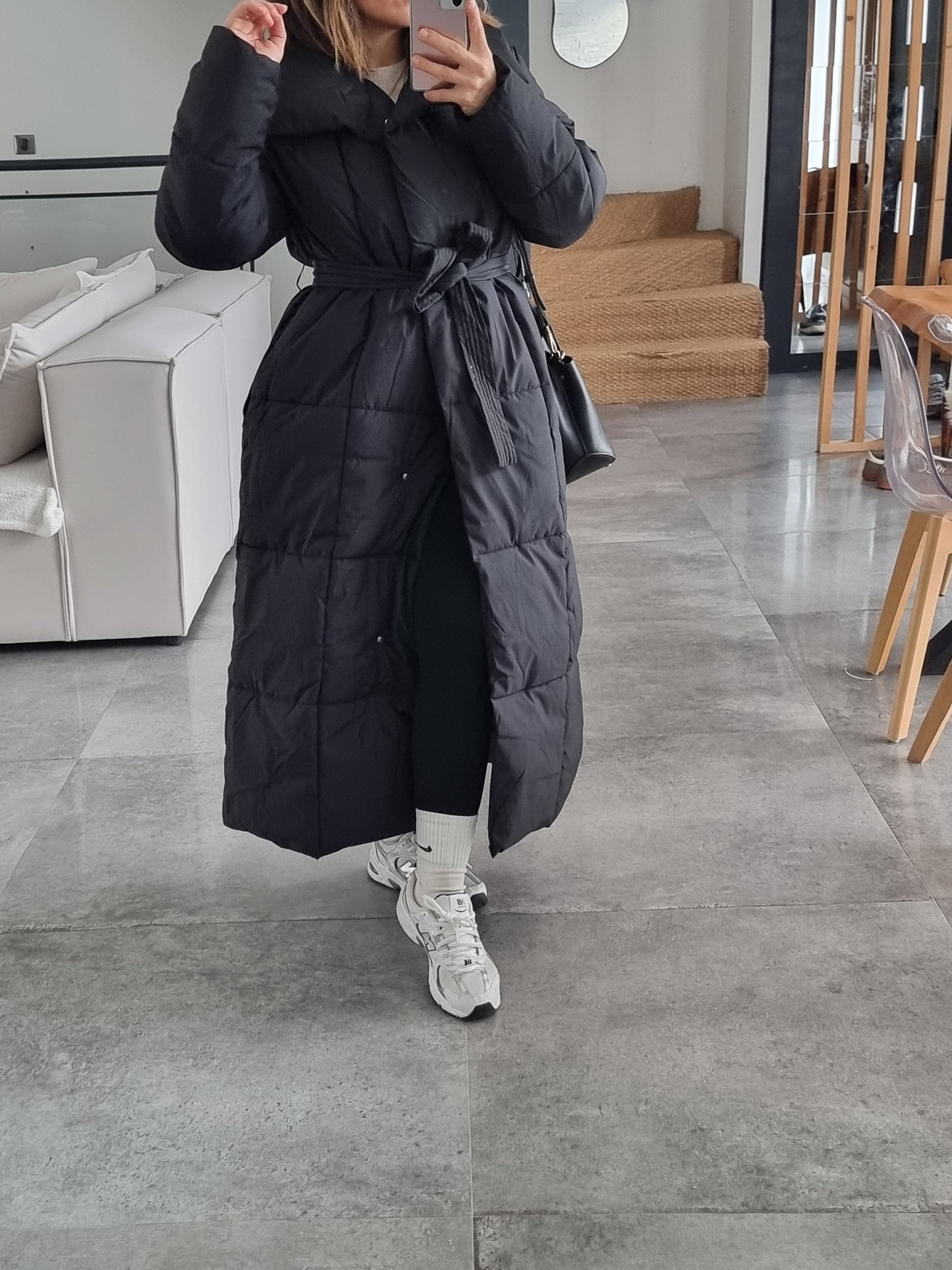 DOUDOUNE LONGUE MATELASSÉE NOIRE