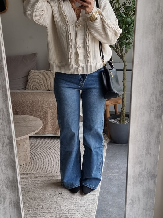 CARDIGAN MAILLE COL V ECRU