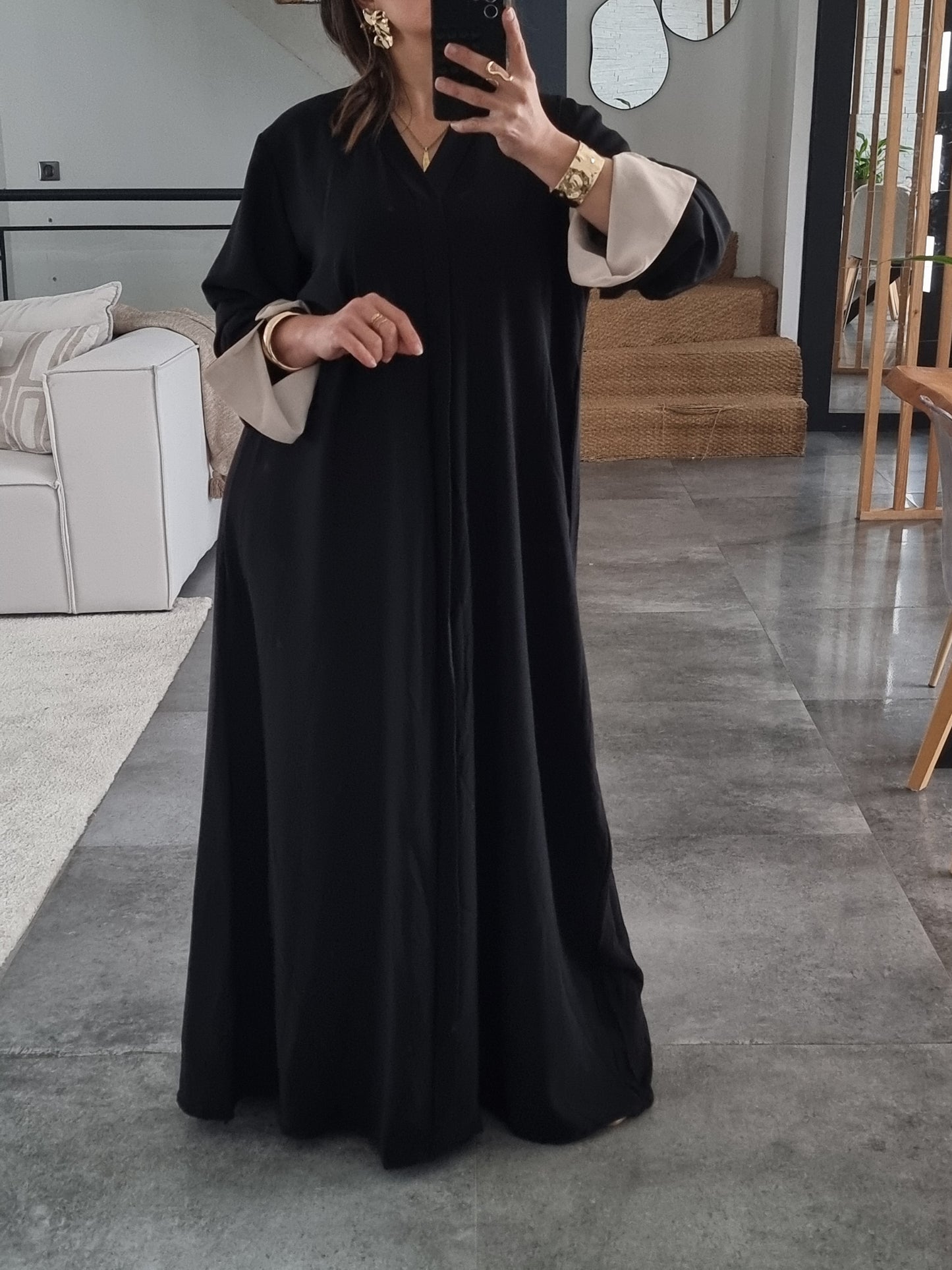 ABAYA EVASEE COL V NOIRE