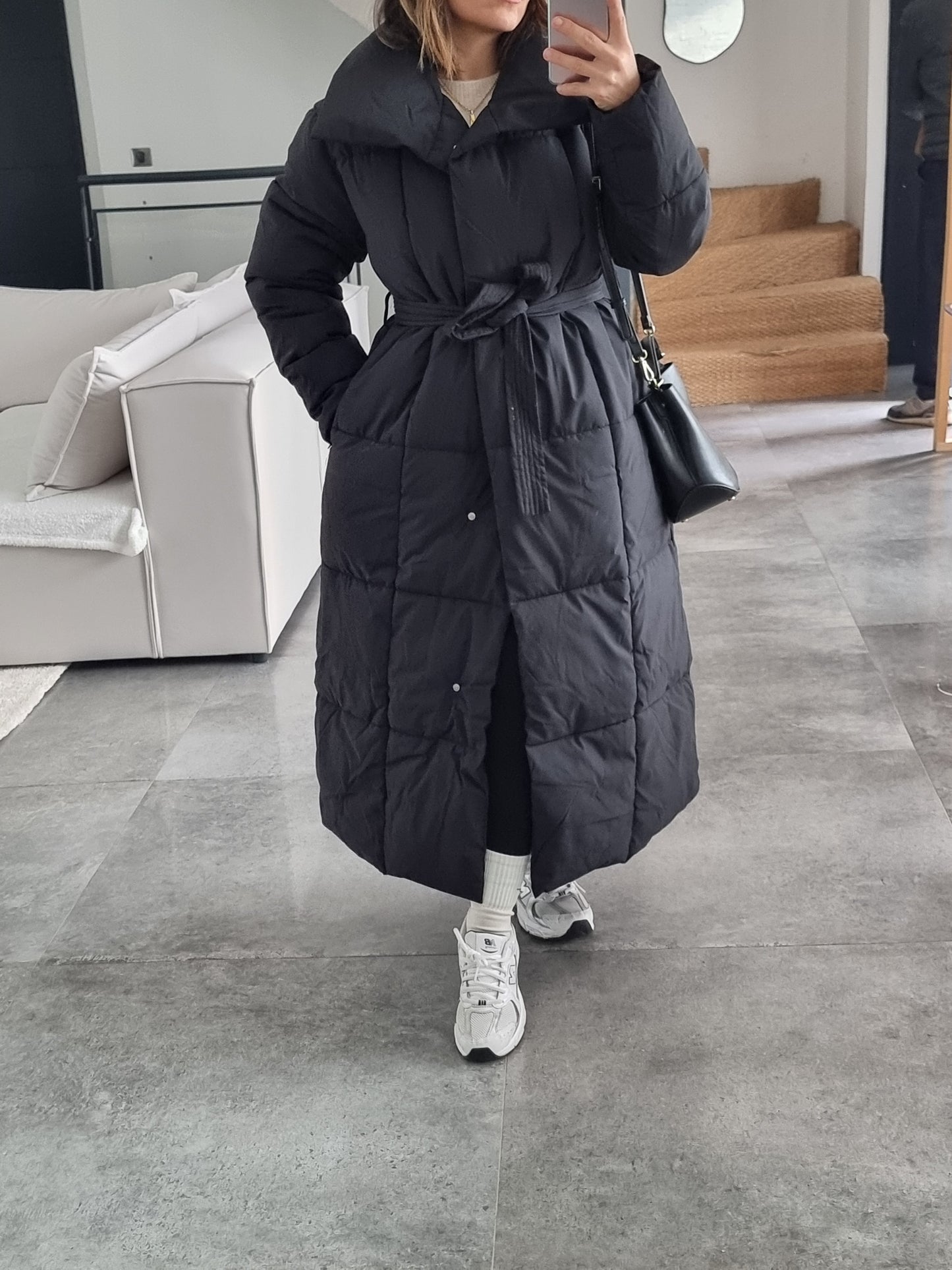 DOUDOUNE LONGUE MATELASSÉE NOIRE