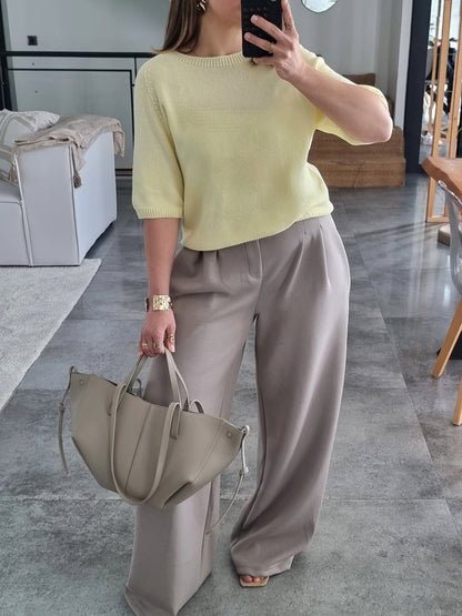 PULL MAILLE MANCHES 3/4 JAUNE