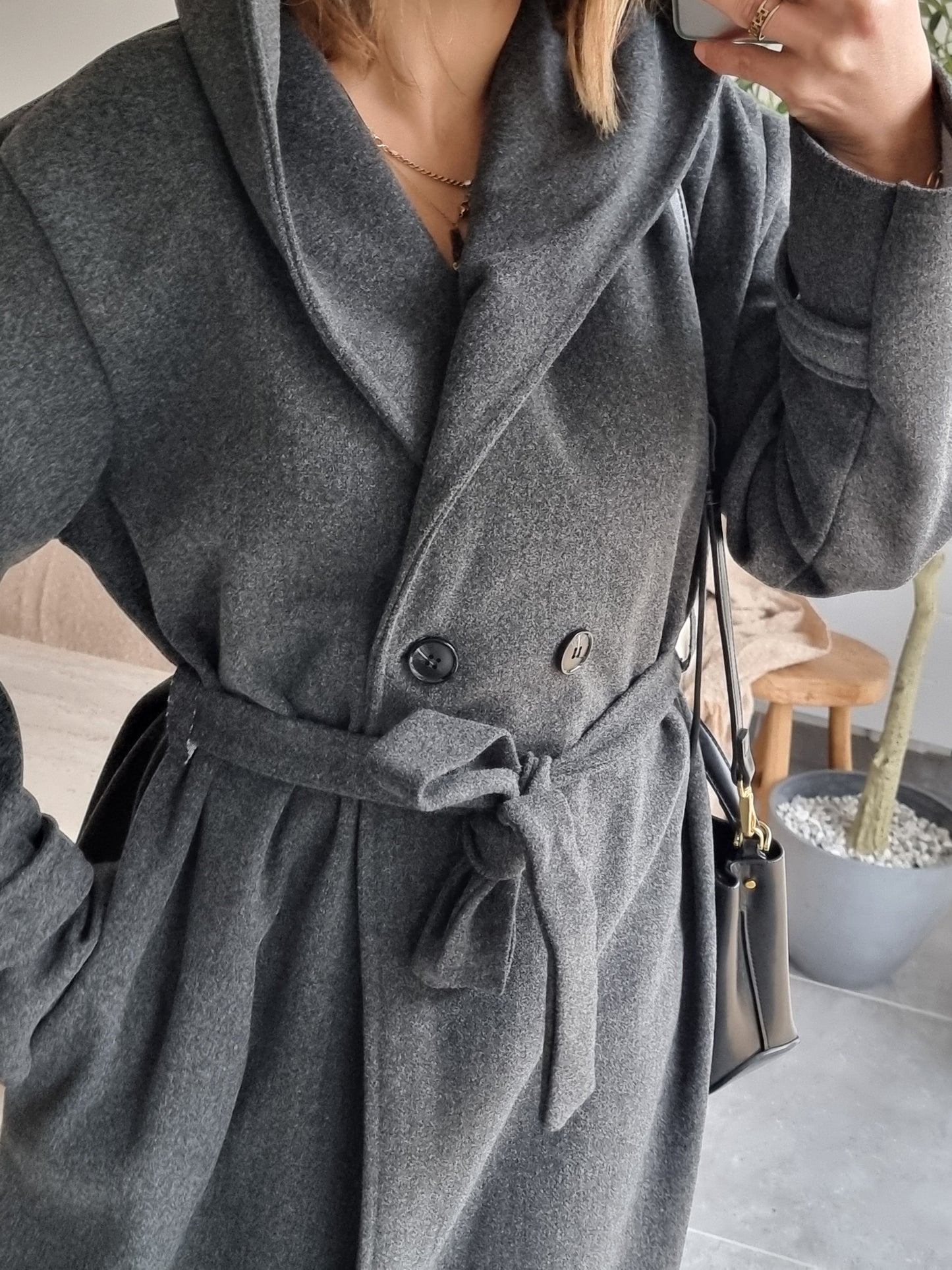 TRENCH A CAPUCHE GRIS