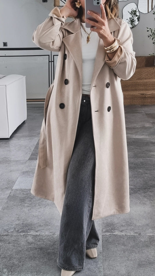 TRENCH COAT EFFET DAIM BEIGE