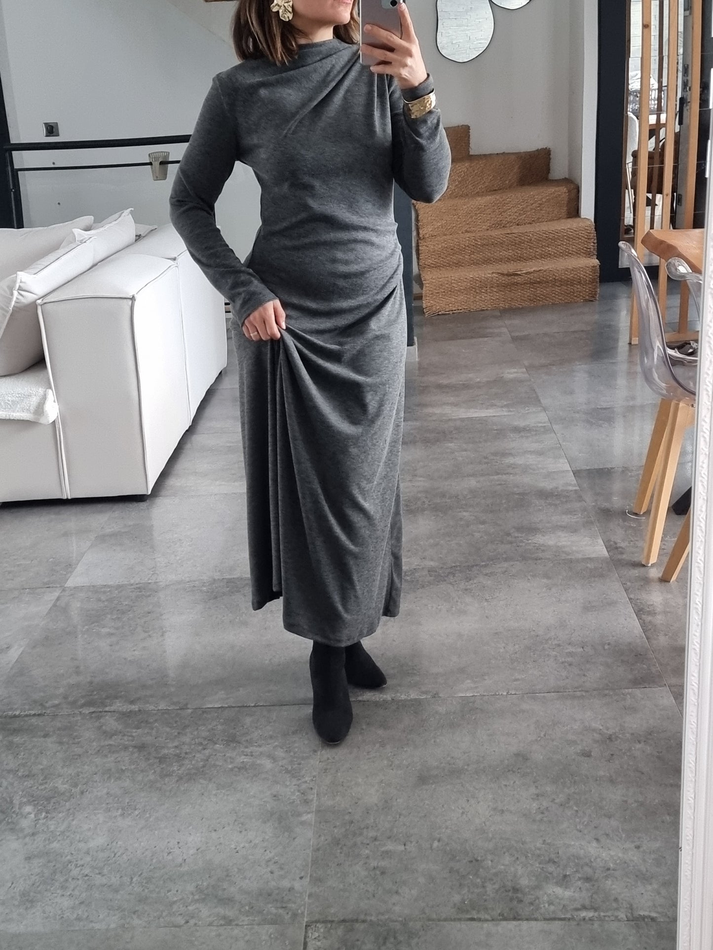 ROBE LONGUE SOFT TOUCH GRISE