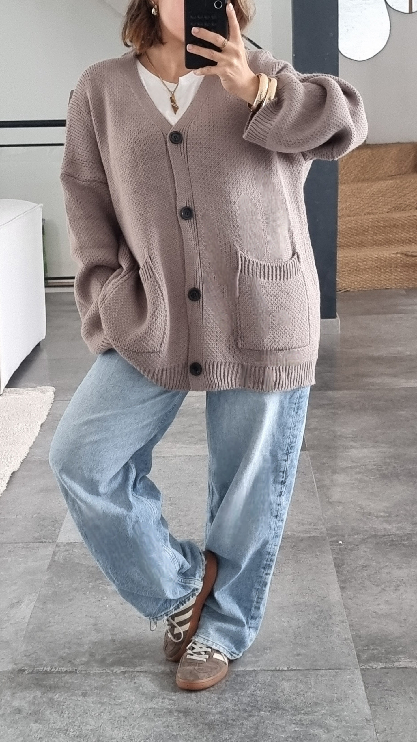 CARDIGAN MAILLE TAUPE