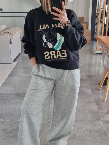 PANTALON JOGGER À PINCES GRIS
