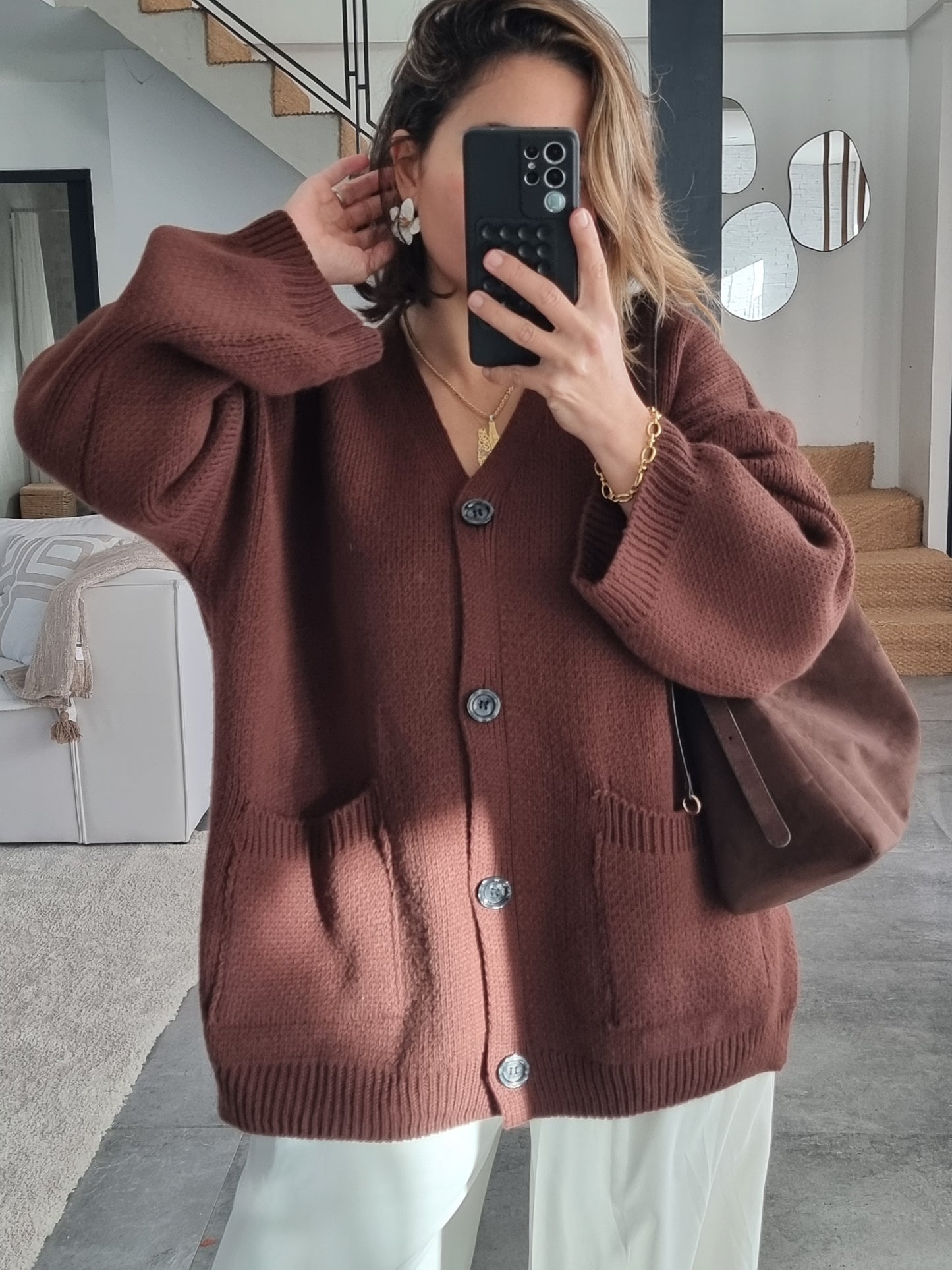 CARDIGAN MAILLE MARRON