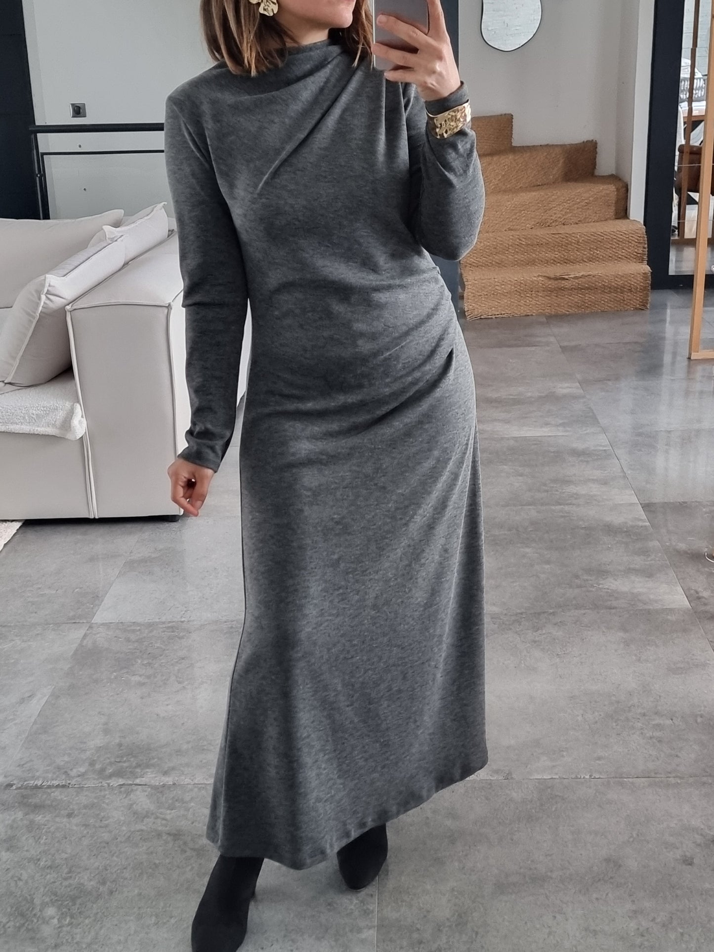 ROBE LONGUE SOFT TOUCH GRISE