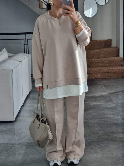 ENSEMBLE DÉCONTRACTÉ BEIGE T-SHIRT