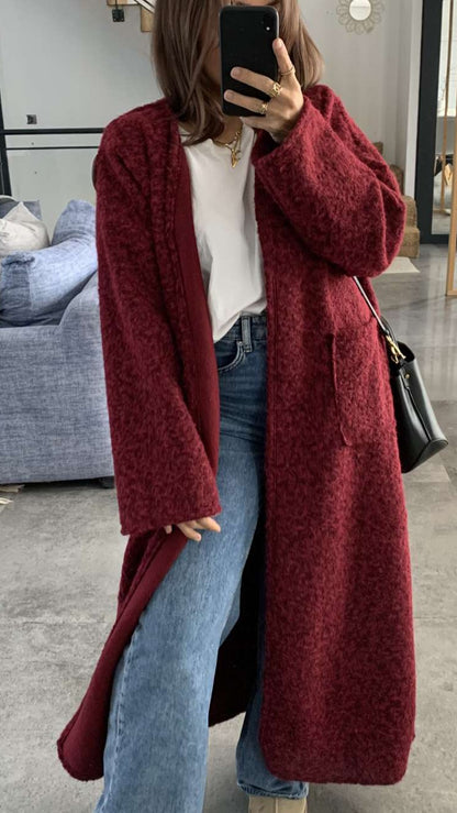 MANTEAU GILET TEDDY BORDEAUX