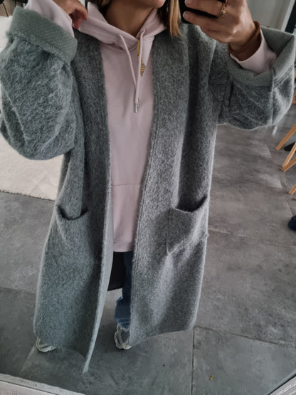 MANTEAU GILET TEDDY GRIS