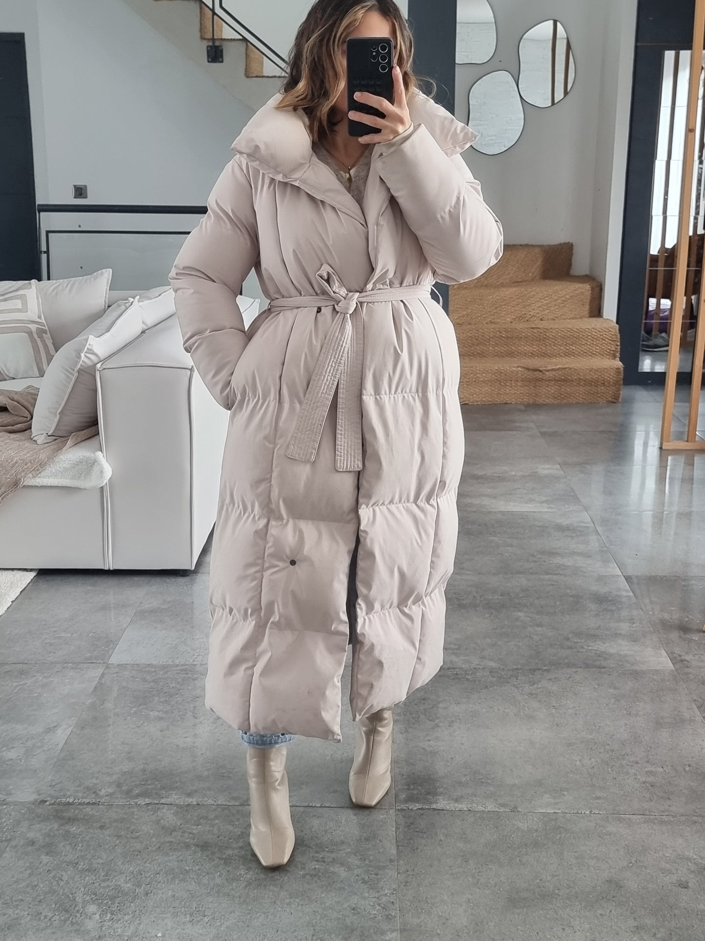 DOUDOUNE LONGUE MATELASSÉE BEIGE