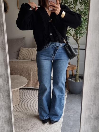 JEAN TAILLE ASYMÉTRIQUE BLEU