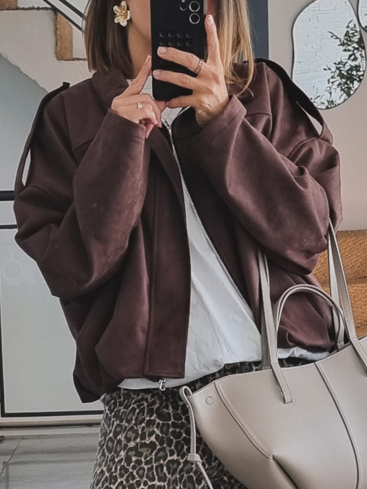 VESTE EFFET DAIM CHOCO