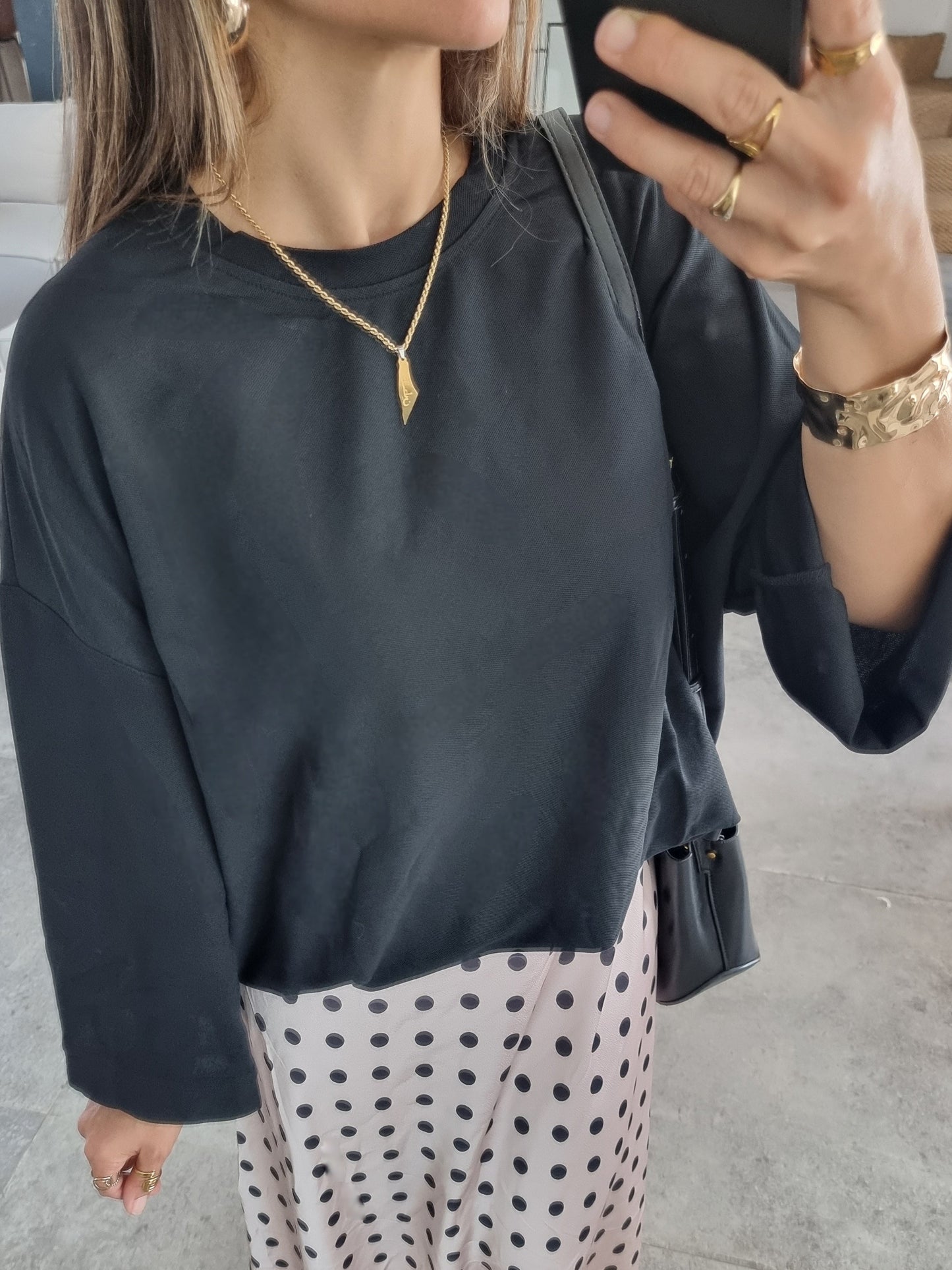 T-SHIRT OVERSIZE MANCHES LONGUES NOIR