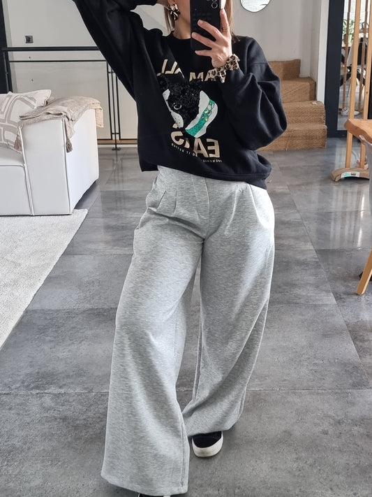 PANTALON JOGGER À PINCES GRIS