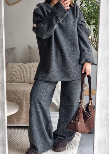 ENSEMBLE CÔTELÉ GRIS FONCÉ