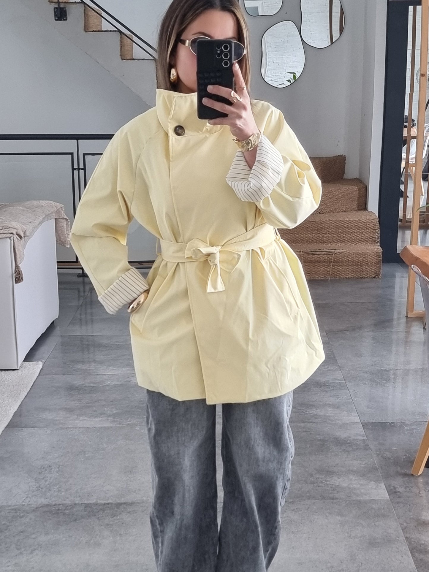 TRENCH MI-LONG JAUNE