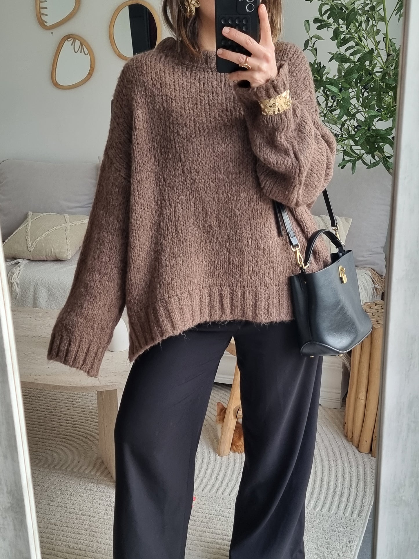 PULL LAINE TAUPE FONCÉ