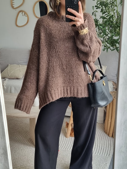 PULL LAINE TAUPE FONCÉ