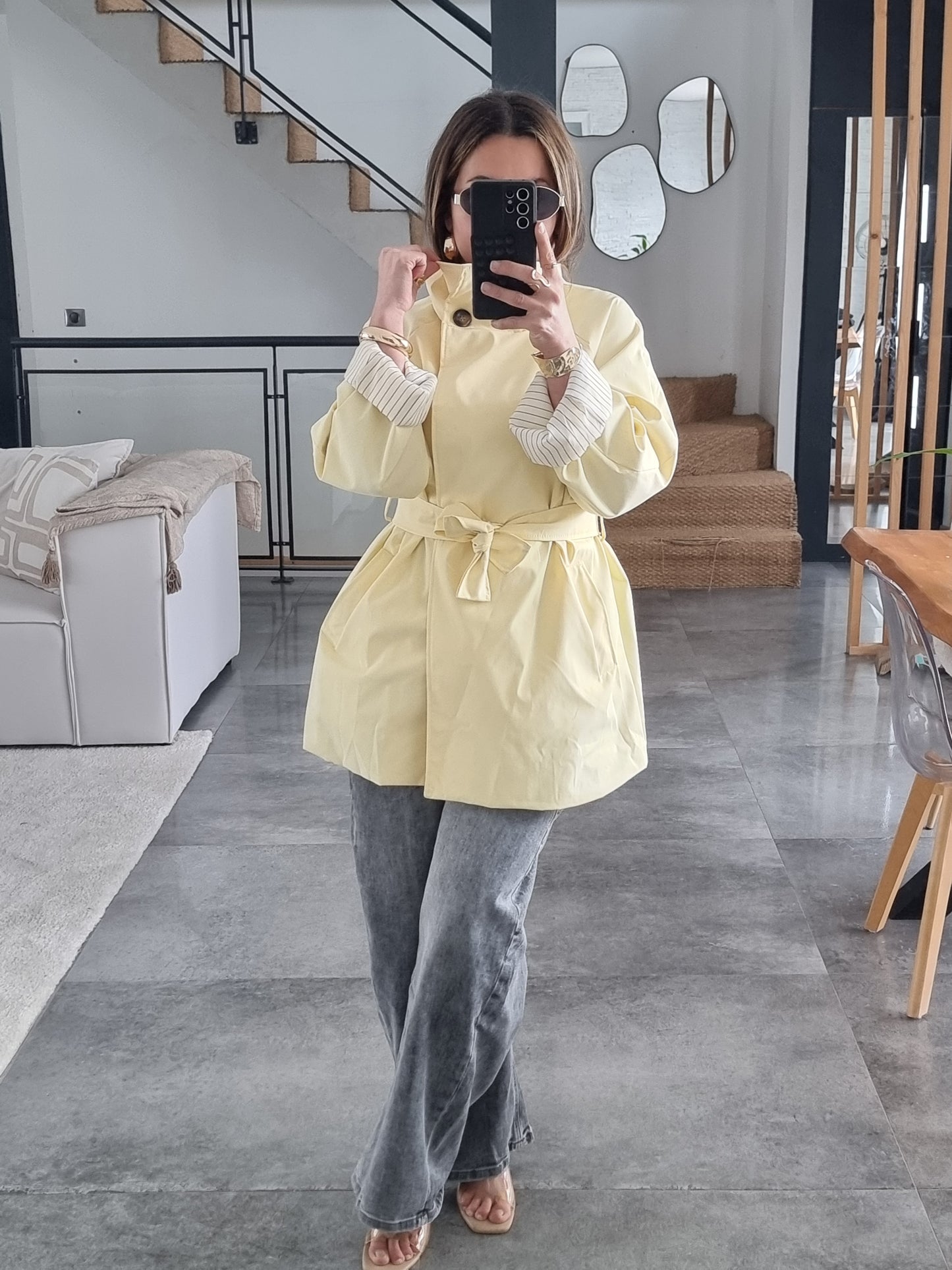 TRENCH MI-LONG JAUNE
