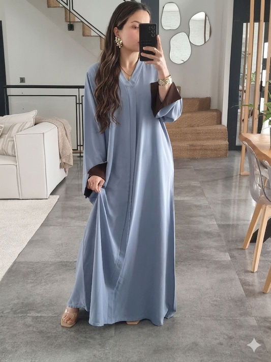 ABAYA EVASEE COL V BLEUE
