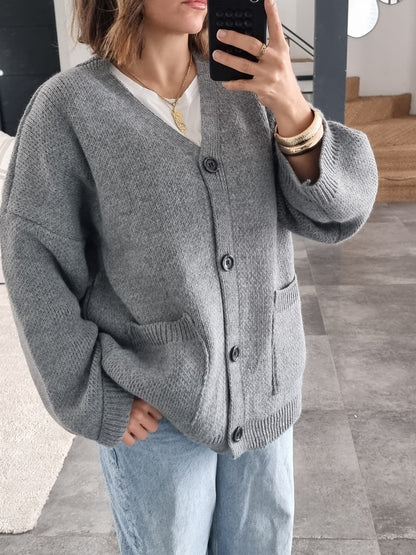 CARDIGAN MAILLE GRIS