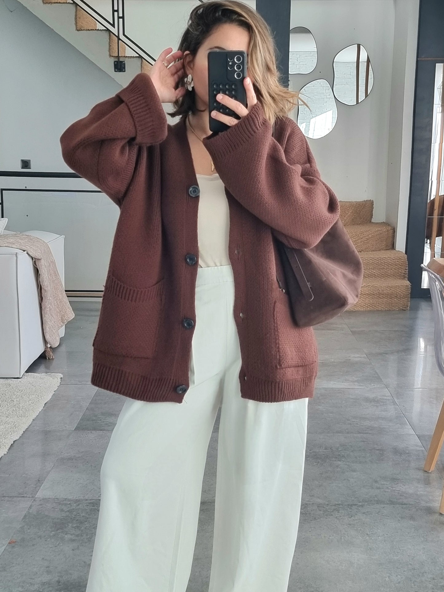 CARDIGAN MAILLE MARRON