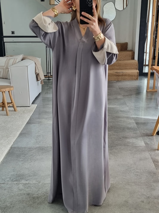 ABAYA EVASEE COL V GRISE