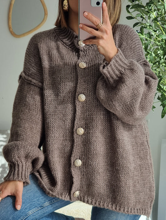 PULL CARDIGAN LAINE TAUPE