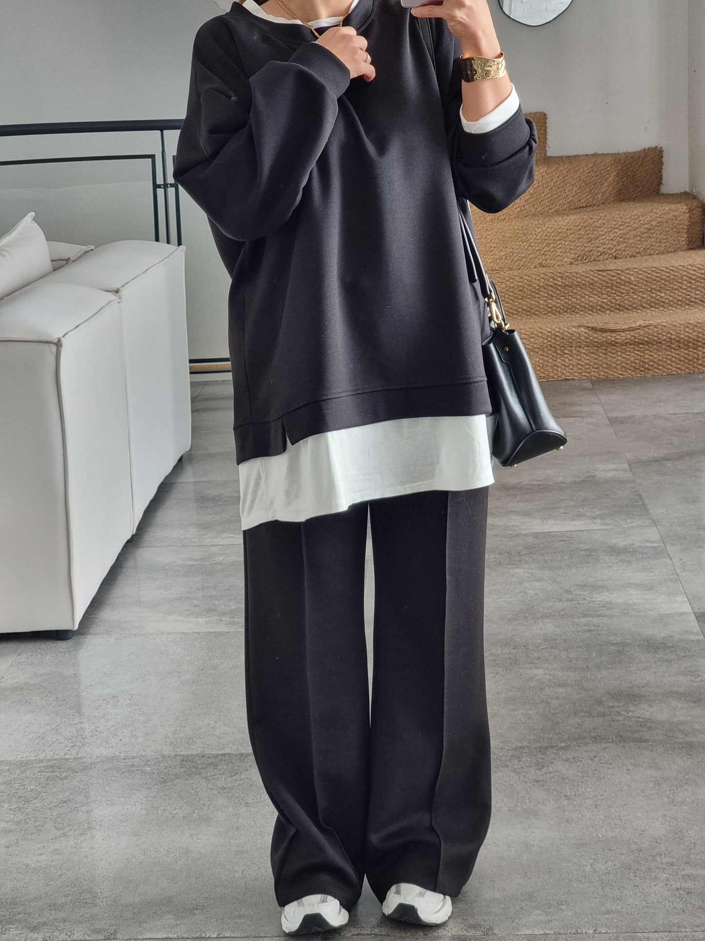 ENSEMBLE DÉCONTRACTÉ NOIR T-SHIRT