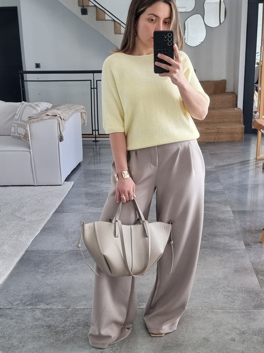 PANTALON JOGGER À PINCES TAUPE