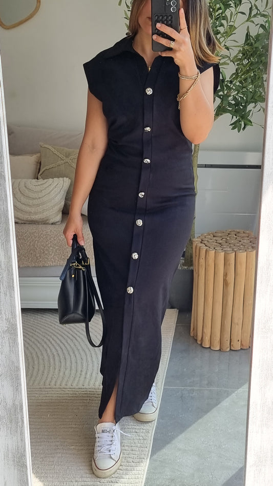 ROBE LONGUE À BOUTONS DORÉS