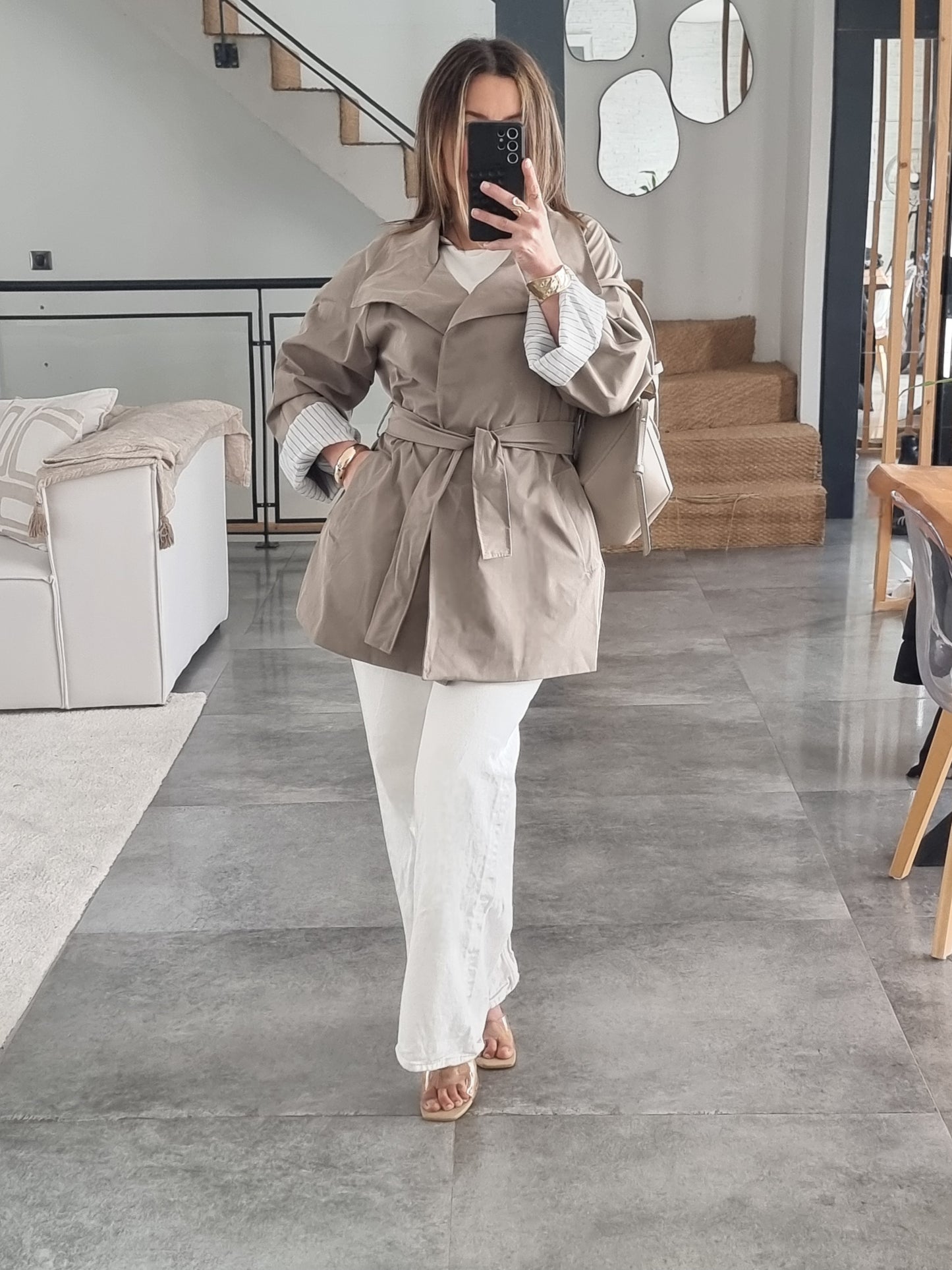 TRENCH MI-LONG TAUPE