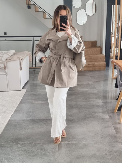 TRENCH MI-LONG TAUPE