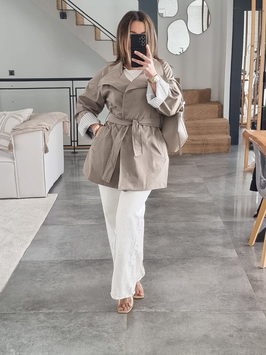 TRENCH MI-LONG TAUPE