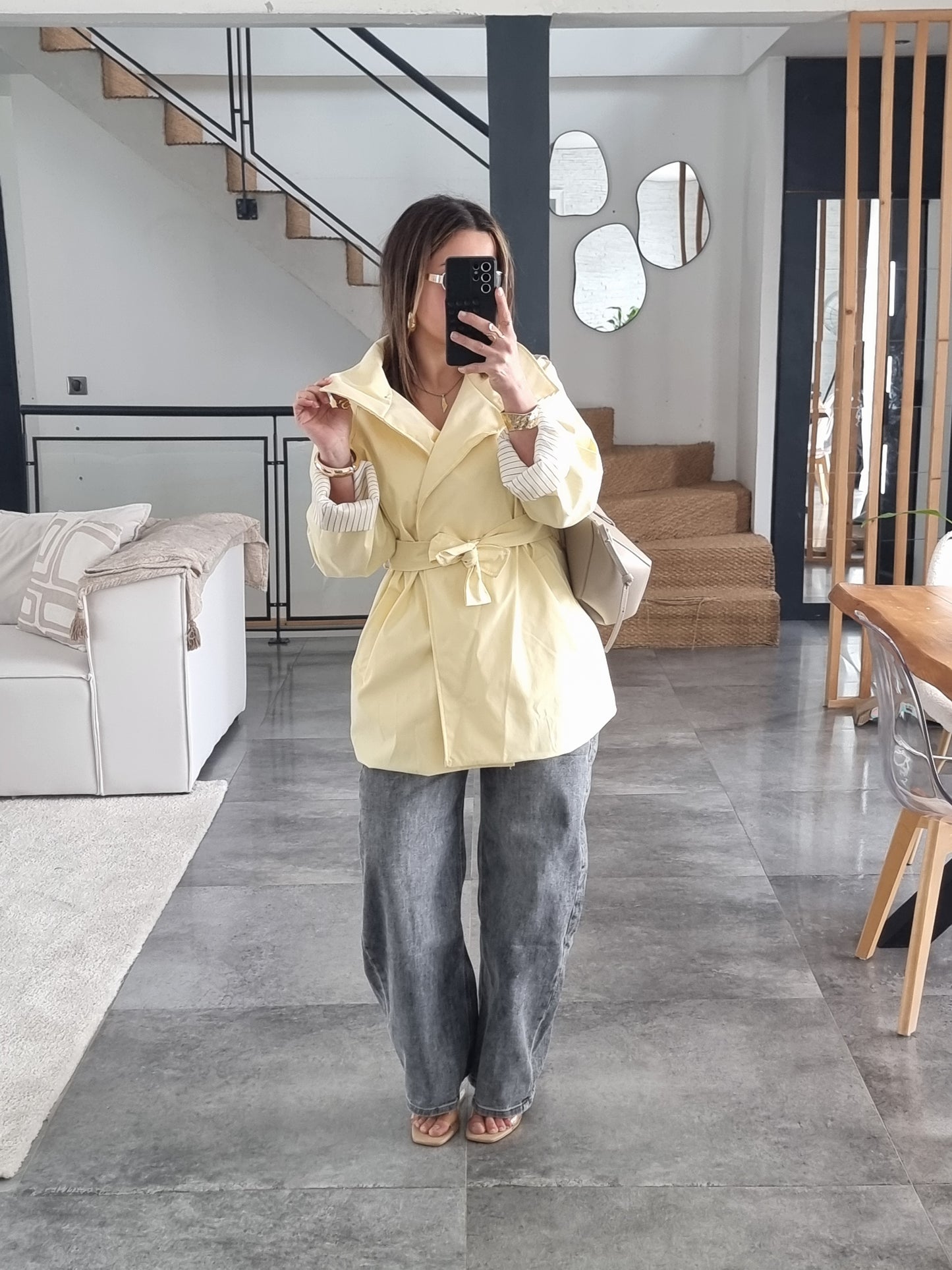 TRENCH MI-LONG JAUNE