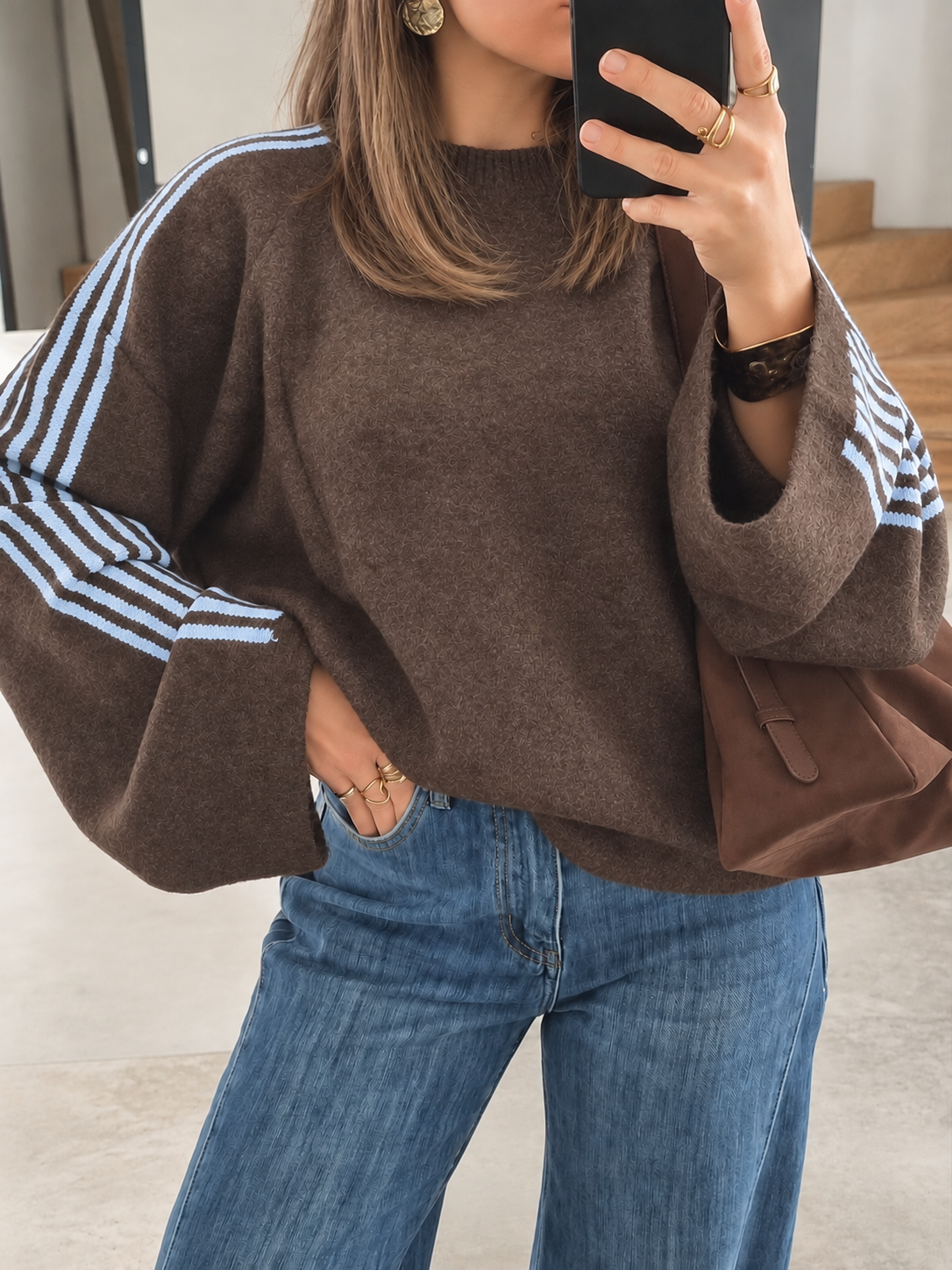 PULL MOCHA À BANDES