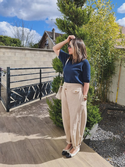 PANTALON BARREL ASYMÉTRIQUE KAKI