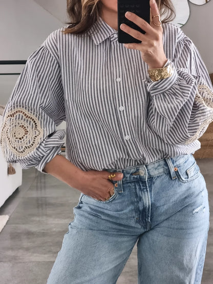 CHEMISE RAYÉE BRODÉE