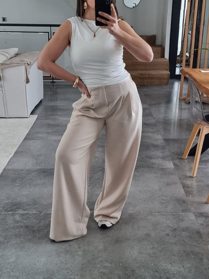 PANTALON JOGGER À PINCES CHOCOLAT
