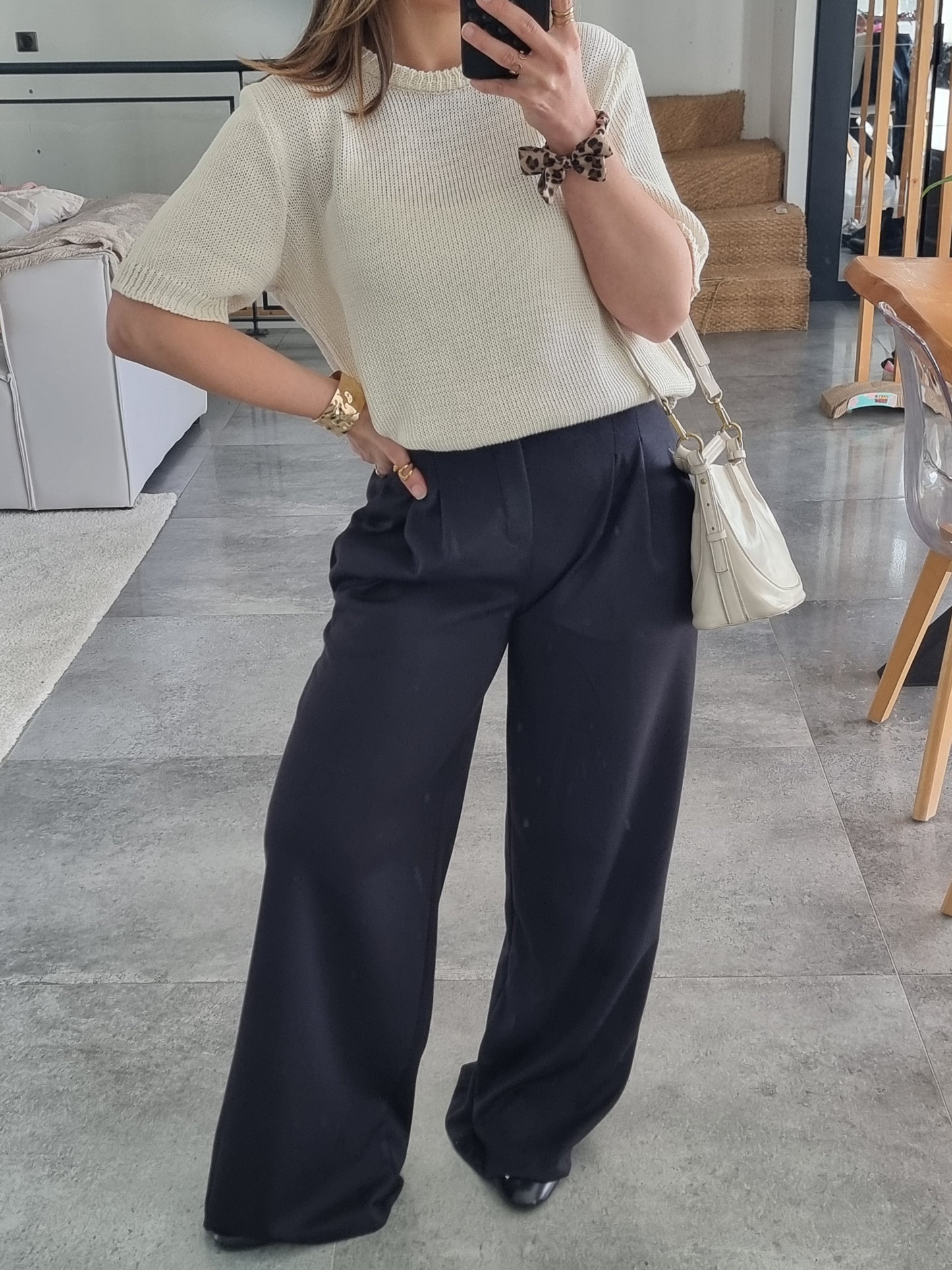 PANTALON JOGGER À PINCES NOIR