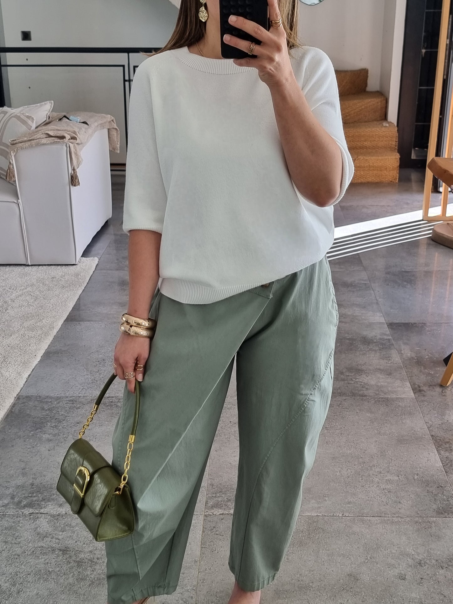 PANTALON BARREL ASYMÉTRIQUE KAKI