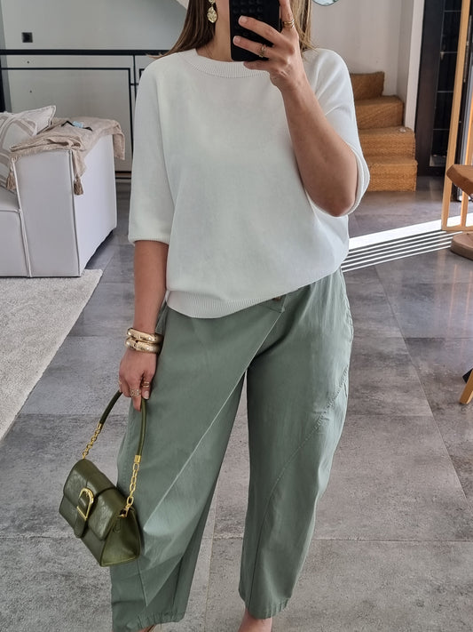 PANTALON BARREL ASYMÉTRIQUE KAKI