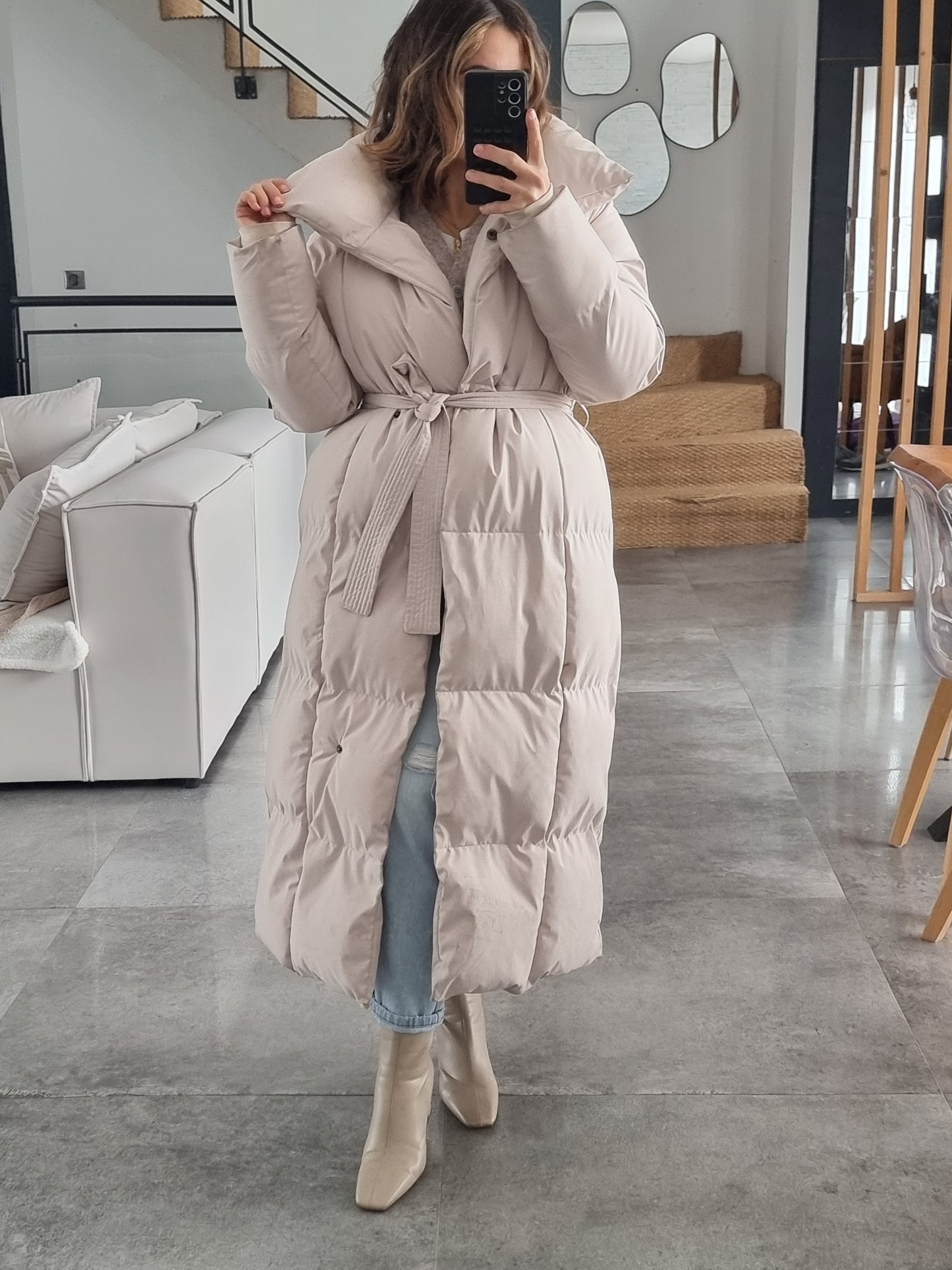 DOUDOUNE LONGUE MATELASSÉE BEIGE