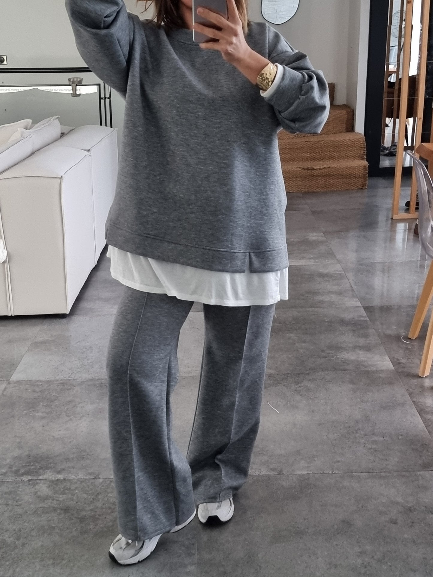 ENSEMBLE DÉCONTRACTÉ GRIS T-SHIRT