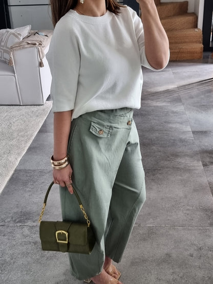 PANTALON BARREL ASYMÉTRIQUE KAKI