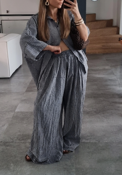 ENSEMBLE VICHY OVERSIZE BLEU MARINE