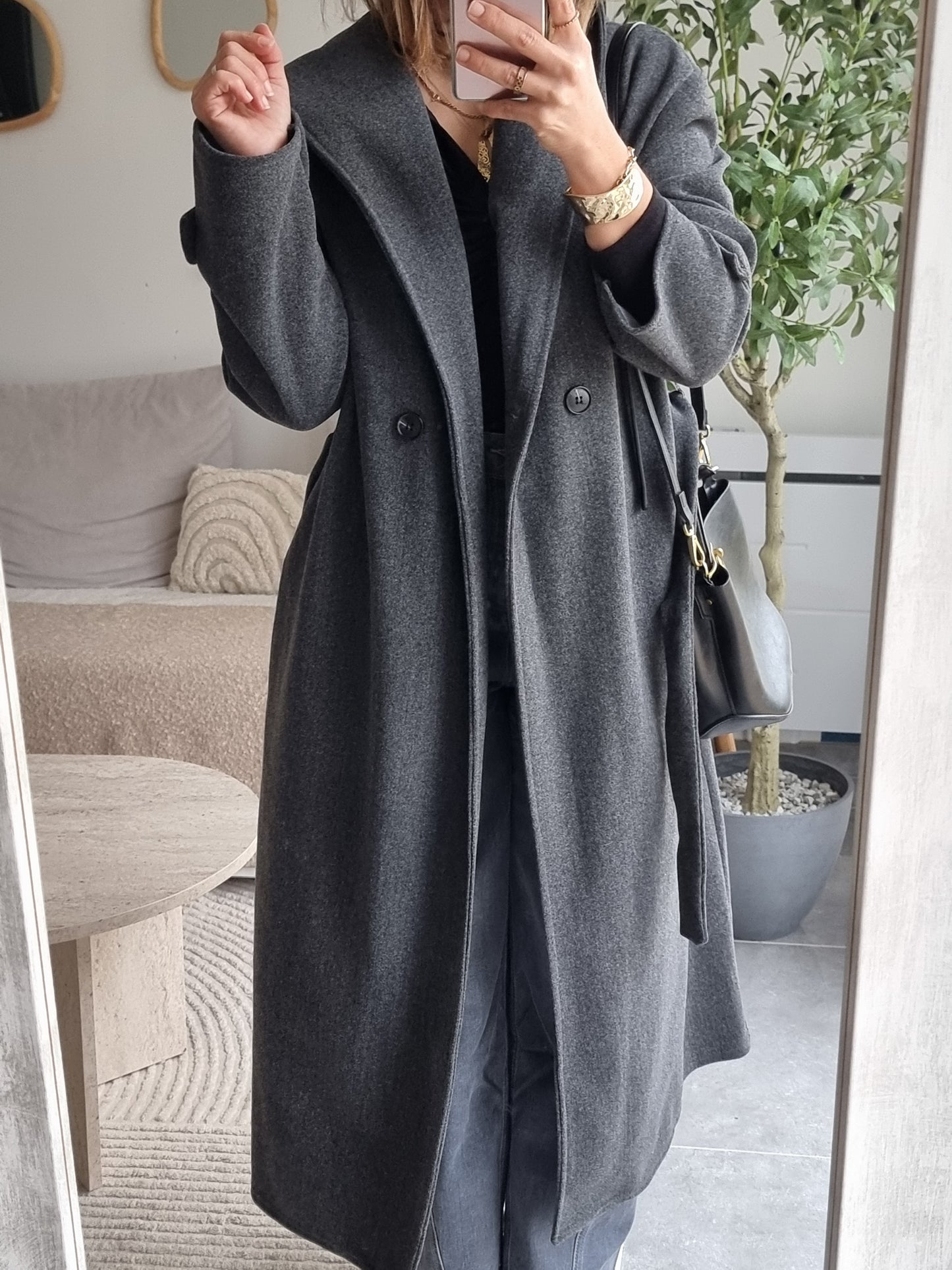 TRENCH A CAPUCHE GRIS